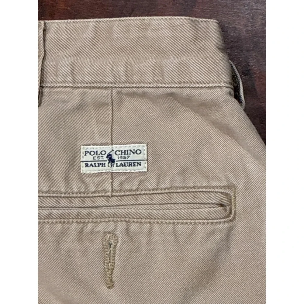 Polo Ralph Lauren Chino Pants Men 40x32 Khaki Pleated Front 100% Cotton